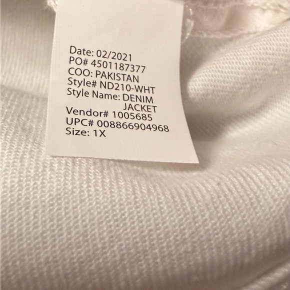 New Directions White Jean Jacket Lightweight Size 1X - Picture 7 of 8